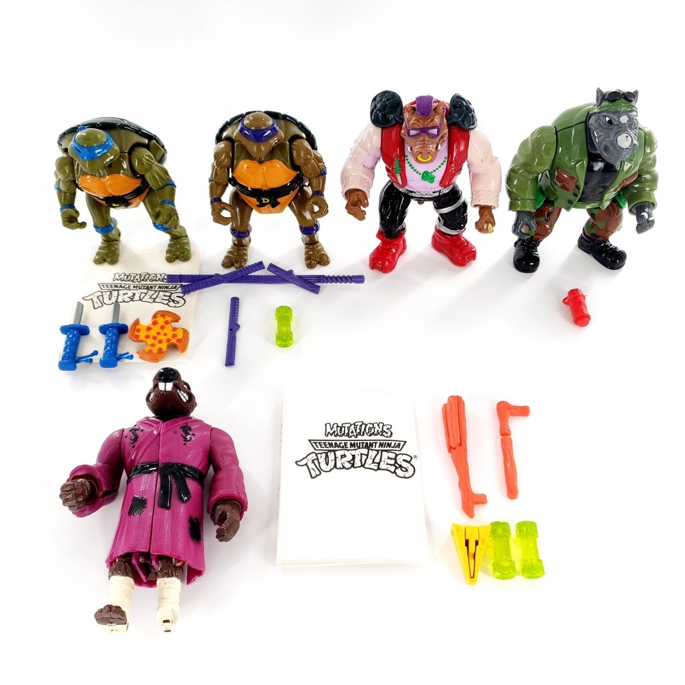 Vtg 1992 Mutatin Lot Of 5 Action Figures Leo, Don, Splinter, Bebop, Rocksteady